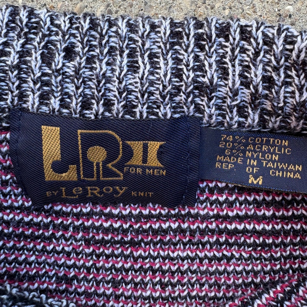 Vintage L R II LeRoy Knit Sweater Mens Geometric Pattern Multicolor Medium - Picture 3 of 5